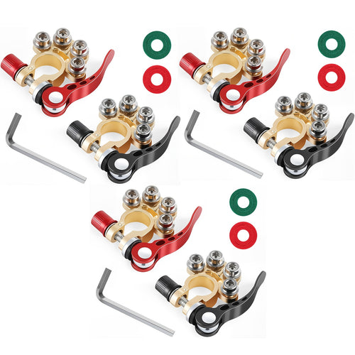 Connector for Car Battery Terminals, Featuring a 4-Way Quick Disconnect Clip for Both Positive And Negative Connections, Made of Solid Polished Brass That Is Resistant to Corrosion And Built to Last for Automobiles, Trucks, And Other Vehicles