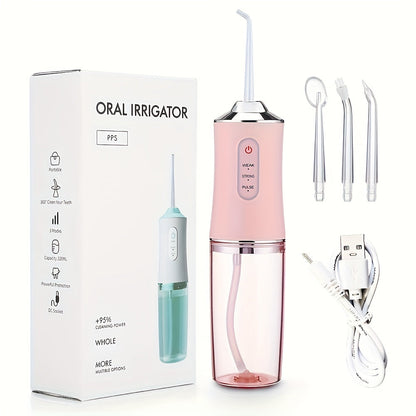 Cordless Oral Irrigator Water Flosser - 3-Mode Portable Electric Dental Cleaner with 4 Function Nozzles, Fully Automatic Oral Scrubber, Plaque Removal, USB Rechargeable, Travel-Friendly, Home Dental Care