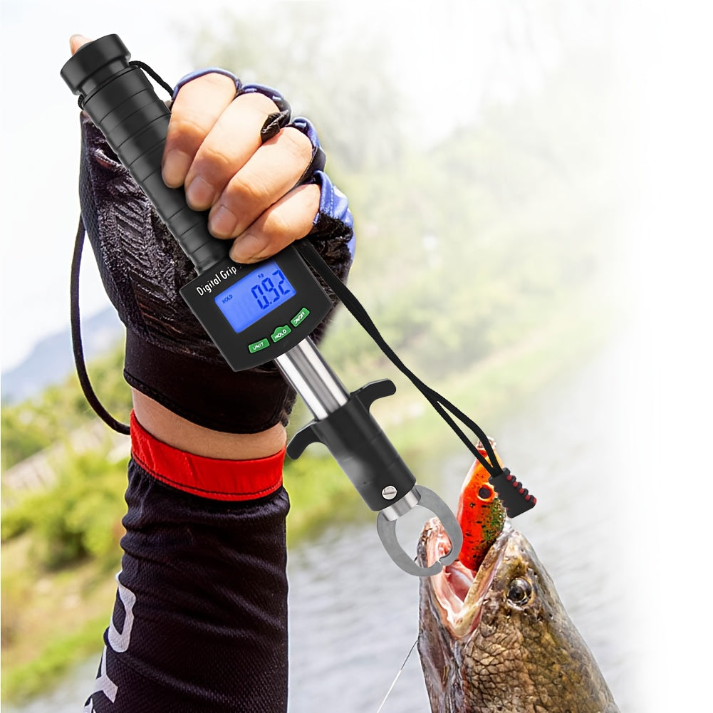 Digital Fishing Scale 25kg/55lb with Tape Measure - Portable Electronic Fish Weight Scale with LCD Display, Fish Mouth Clip & Stainless Steel Hook - Battery Included, Accuracy ±0.1kg