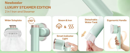 Handheld Garment Steamer 1200W 15-Second Heat Up Auto Shut-Off Powerful Steam Lightweight Portable Steam Iron for Suits Formalwear Travel Home Gift Purple White Green
