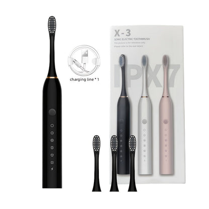 Rechargeable Electric Toothbrush with 6 Cleaning Modes & Smart Timer – USB Sonic Toothbrush for Adults, Replacement Heads Included, 3 Colors, Whitens Teeth & Protects Gums, Great Family Gift