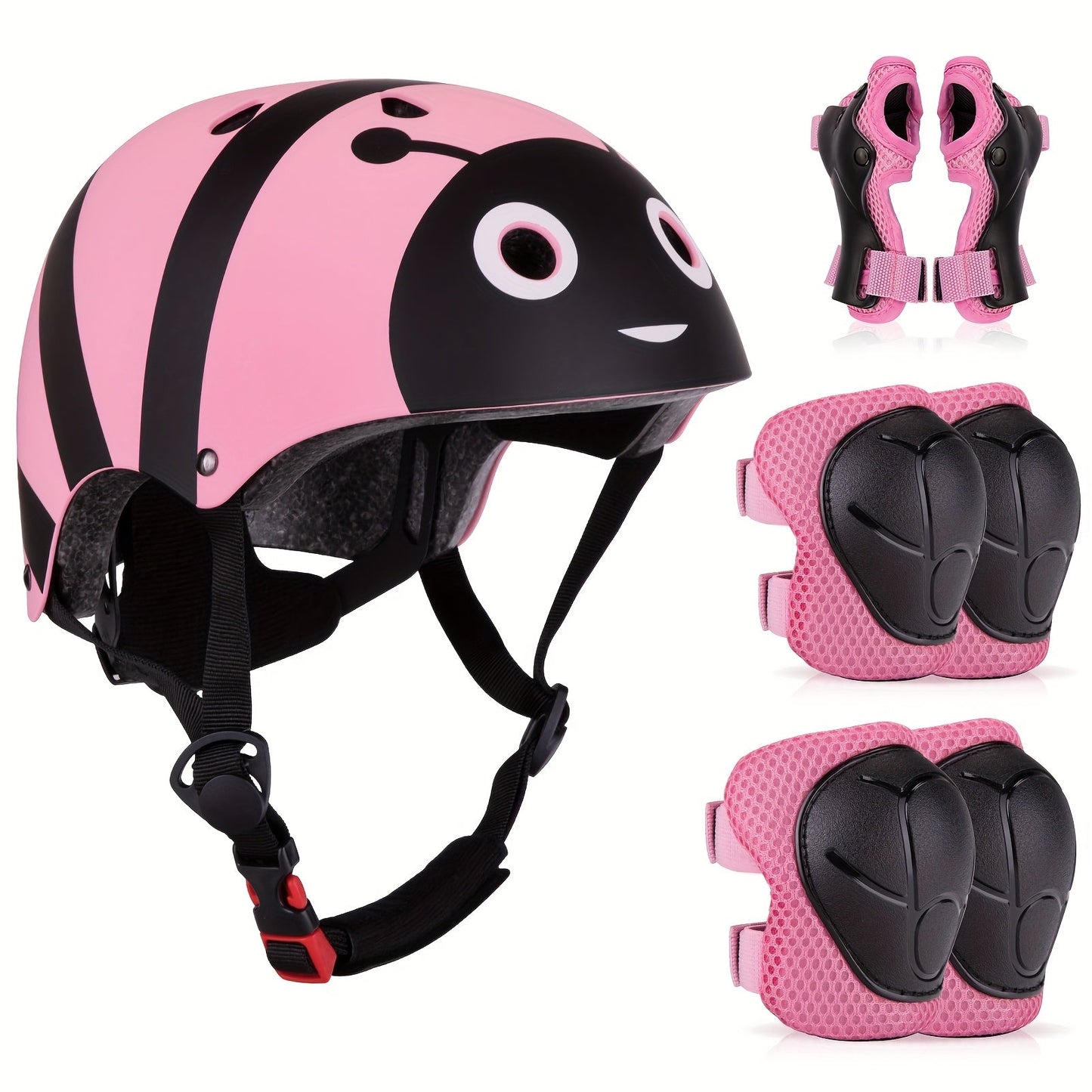 Kids Bike Helmet & Protective Gear Set 7-Piece for Ages 2-8 Boys Girls Adjustable Helmet Knee Elbow Wrist Pads for Cycling Skating Scooter Birthday Gift