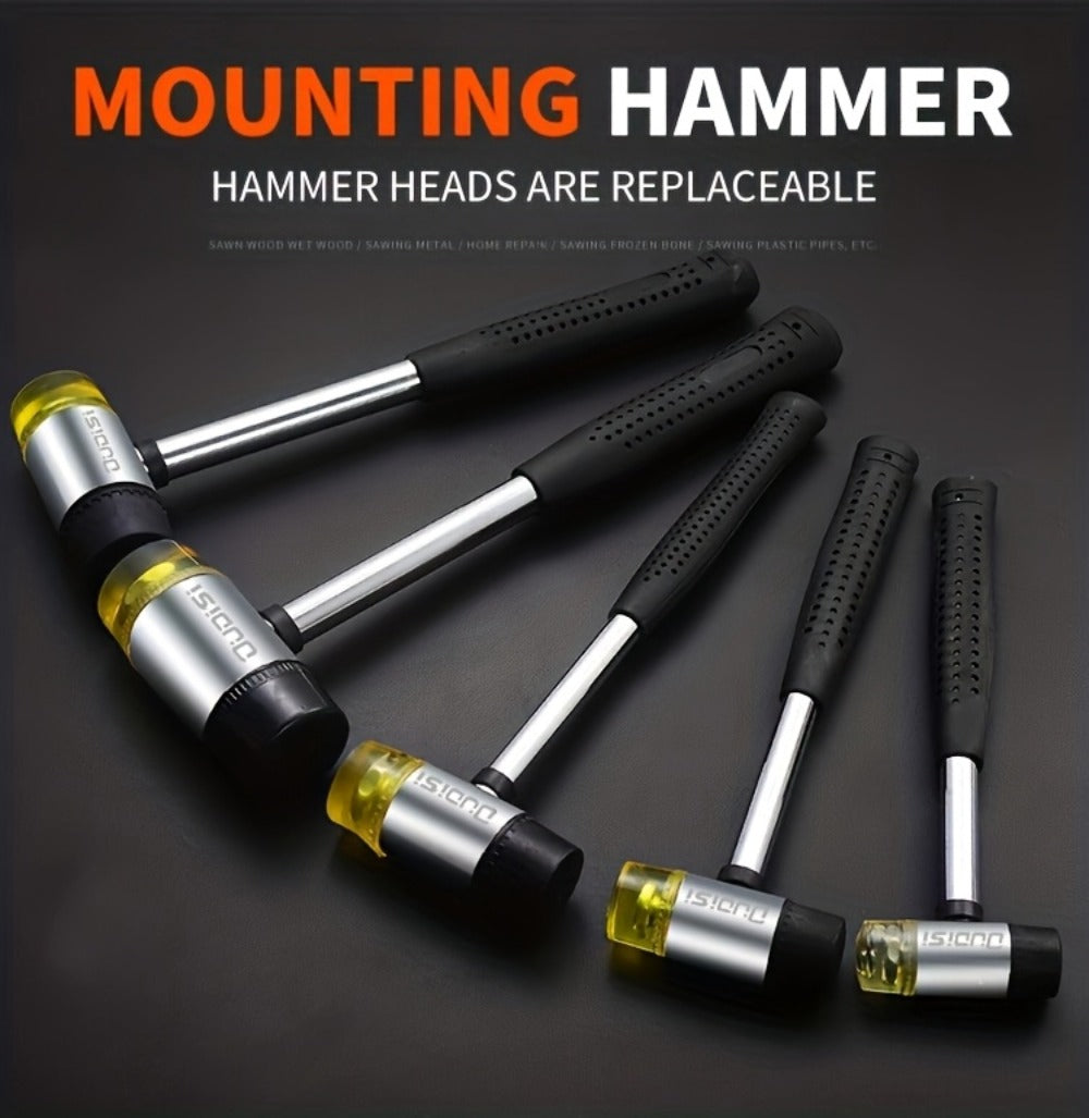 Double-Head Rubber Mallet – Plastic Installation Hammer with Rubber Handle, Rebound-Proof Soft Mallet for Floor Installation, Tile, Jewelry, Leather Crafts & Woodworking (25/30/35/40mm)