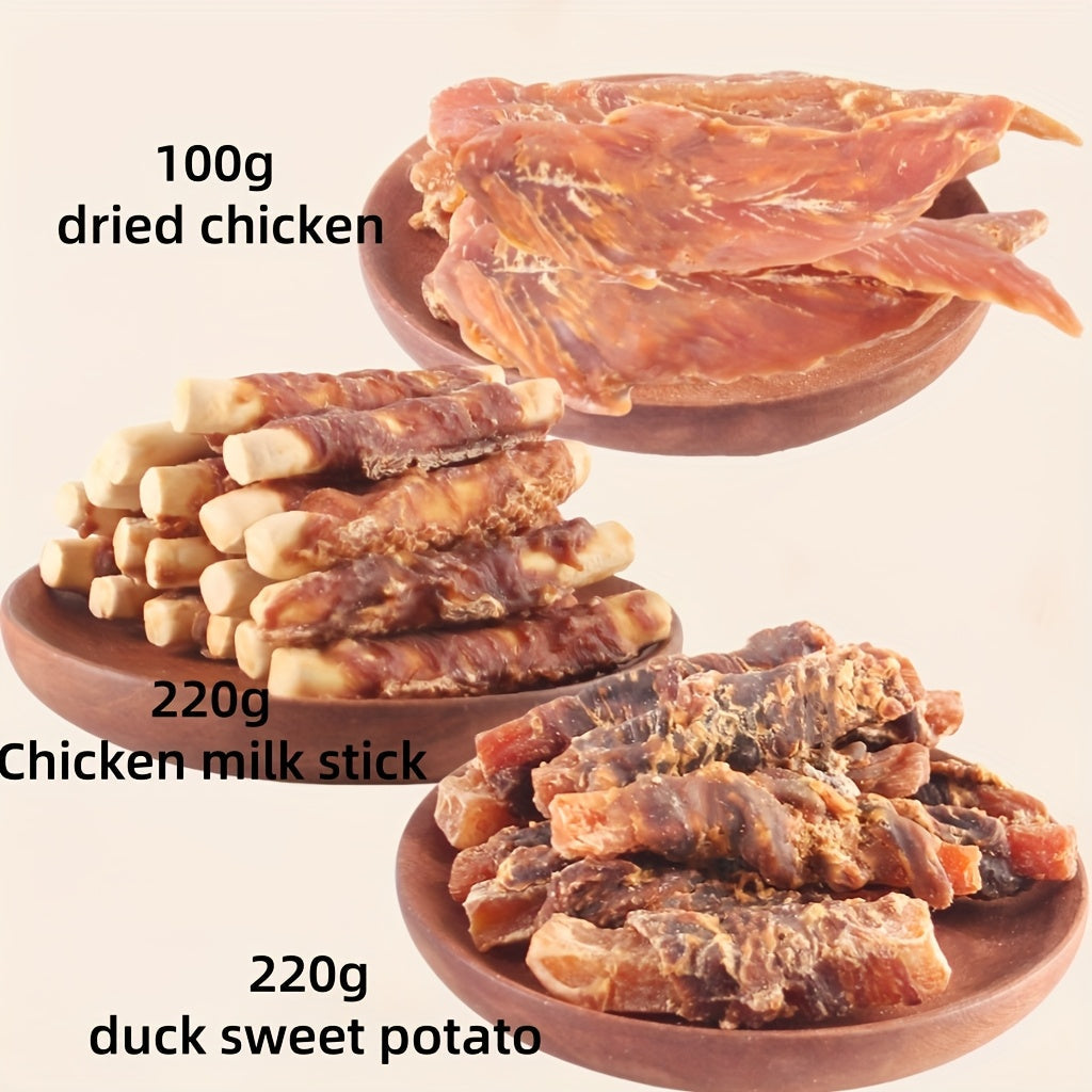 Natural Dog Treats Set Duck Chicken Milk Stick Sweet Potato Grain Free High Protein Low Fat Dental Health Gift Box Combinations for Dogs