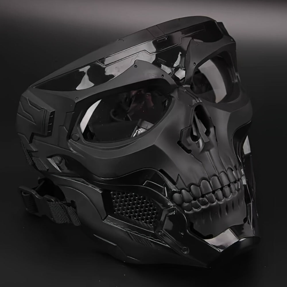 FAST Tactical Helmet & Skull Mask Set ABS Adjustable Knob for CS Paintball Airsoft – Cosplay Halloween Rave Party Photo Prop Bar Club Music Festival Gift, Black