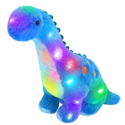 Dinosaur Stuffed Animal Plush Glowing Blue Dino with Music LED Light Up Soft Toy Glow in the Dark Birthday Gift for Kids Boys Girls Dinosaur Lovers