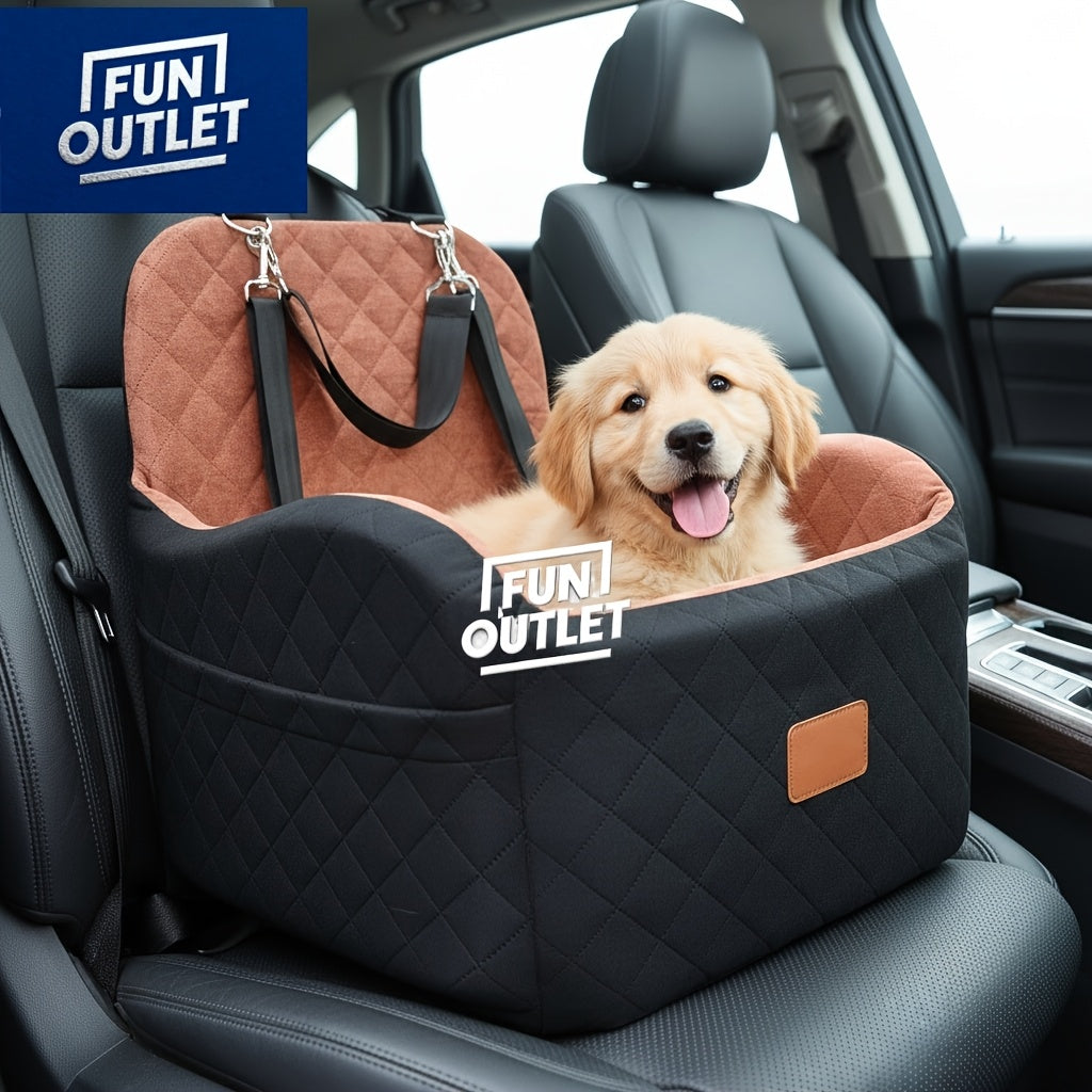 Dog Booster Car Seat for S/M Dogs Up to 35lbs, Soft 6in Elevated Cushion, Fits In Front/Back Seat, Fully Detachable And Washable, 2 Storage Pockets & 3 Straps, Easy to Install