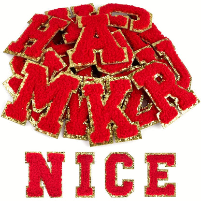 Chenille Letter Patches Self Adhesive A-Z 26pcs – Embroidered Alphabet Applique Stickers for Clothes Bags Hats Phone Cases, DIY Craft Personalized Patch Set Gift for Teens & Kids