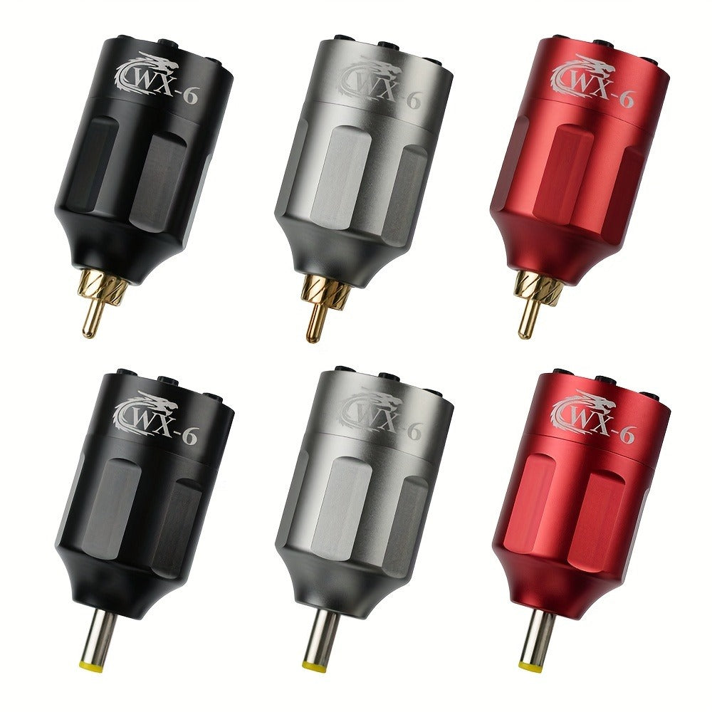 Wireless Tattoo Power Supply Portable Rechargeable Battery LED Digital Display RCA DC Connector Coreless Motor for Rotary Tattoo Pen Machine - Red Silver Black