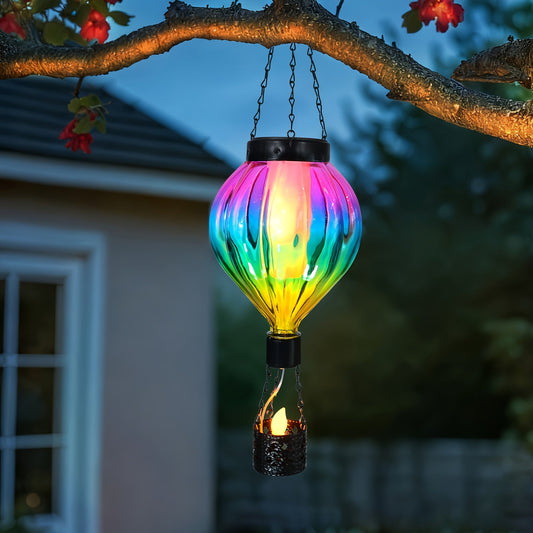 Solar Hot Air Balloon Lantern Garden Light, Flame Effect Decor