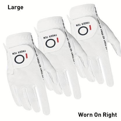 Wet Weather Golf Gloves Rain Grip 3-Pack for Men | Breathable Water-Resistant Golf Gloves for Left & Right Hand – Durable Comfortable Fit in Hot & Wet Conditions (Black, Gray, White | S–3XL)