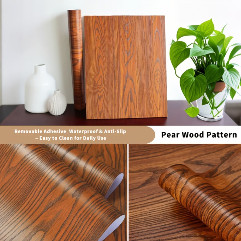 Wood Grain Floor Sticker Roll Peel & Stick Self-Adhesive Non-Slip Thickened Vinyl – Vintage DIY Flooring for Walls, Floors, Desks & Door Panels