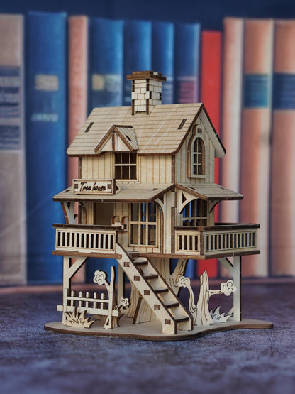 3D Wooden Puzzle Model Kit Forest Cabin – DIY Rustic Treehouse Building Set Interlocking Wood Blocks, STEM Brain Teaser Architecture Craft Gift for Adults Teens Home Office Decor