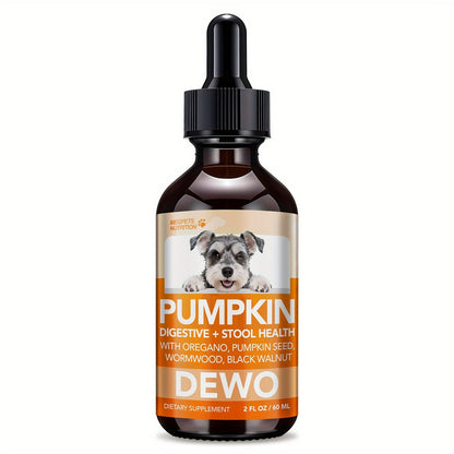 Pet Gut Wellness Drops with Black Walnut & Pumpkin Seed - Digestive Supplement for Dogs & Cats, Flora Balance, Intestinal Cleanliness & Overall Vitality, Natural Formula, 2 fl oz