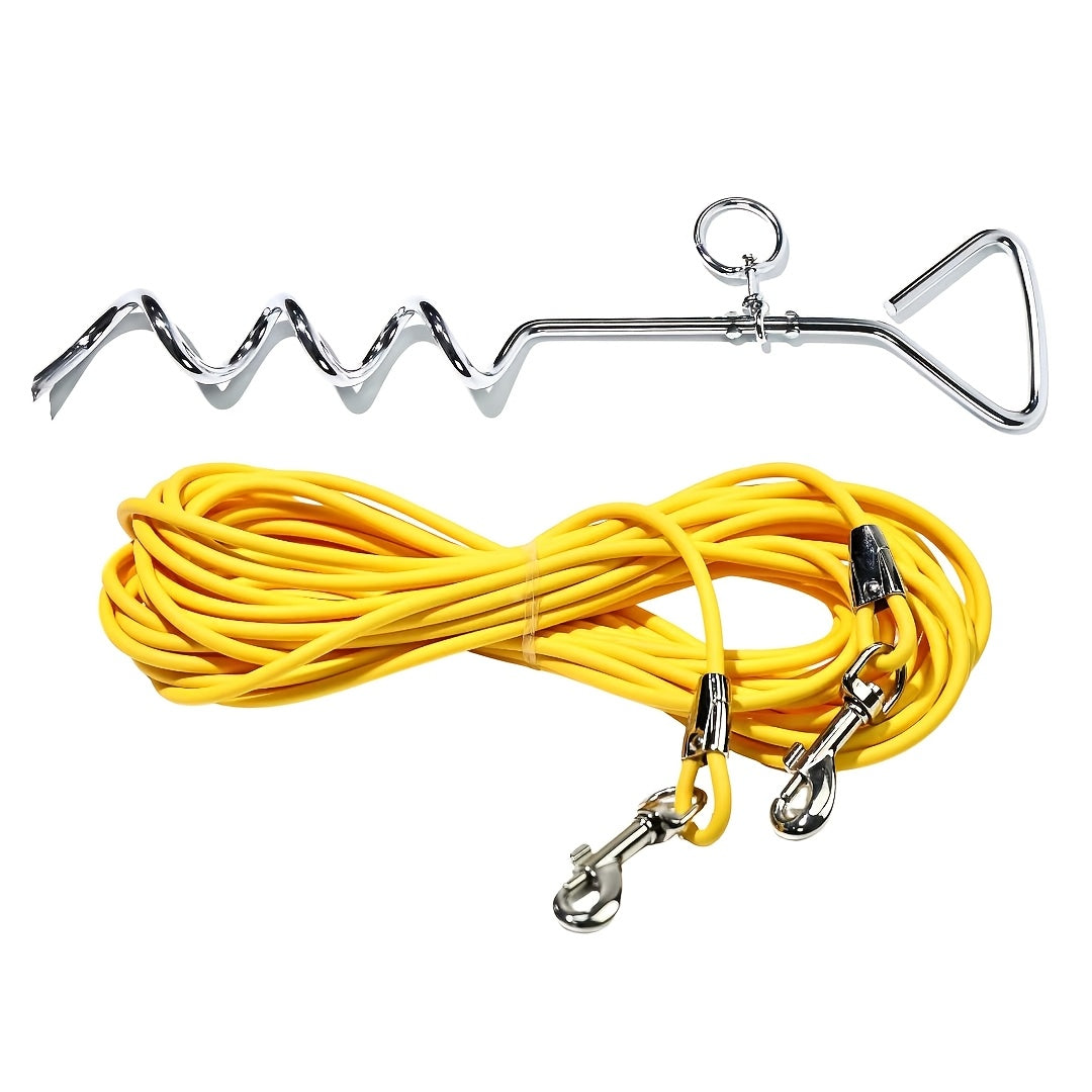 Dog Tie-Out Cable and Metal Stake 30ft – Heavy Duty Outdoor Dog Leash for Small Medium and Large Dogs Yard Camping