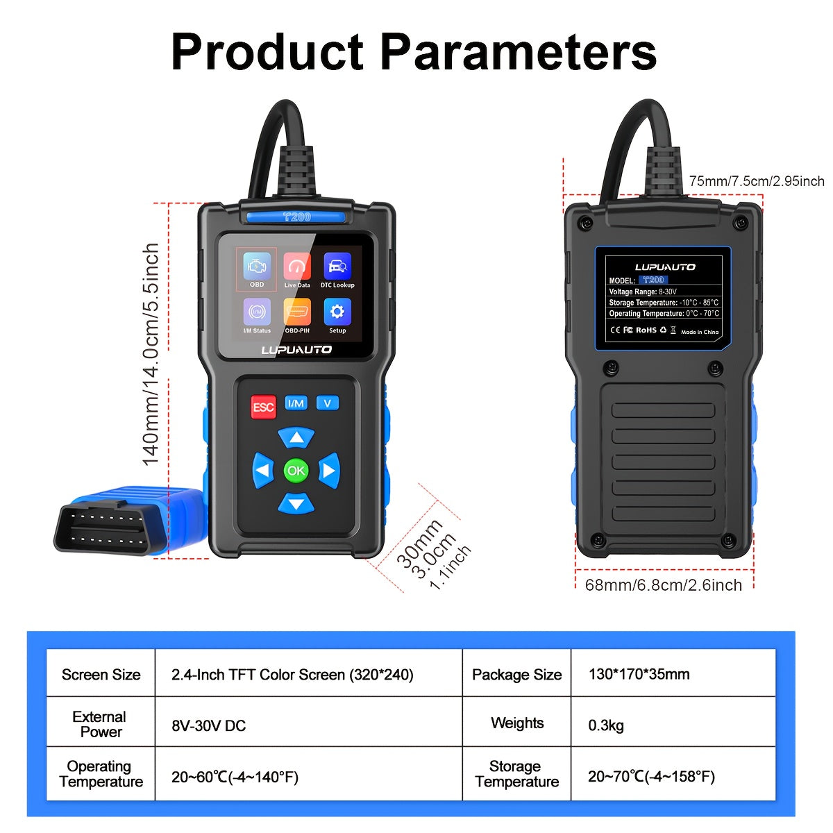OBD2 Scanner Diagnostic Tool, OBD II Clear Reset Engine Error Code Professional Code Reader Diagnostic Scan Tools, Mode 6, Mode 8 & One-Click I/M, Plug & Play(Without Battery)Diagnostic Scanner For DIYers, OBD II Scanner For All OBDII Car Since 1996