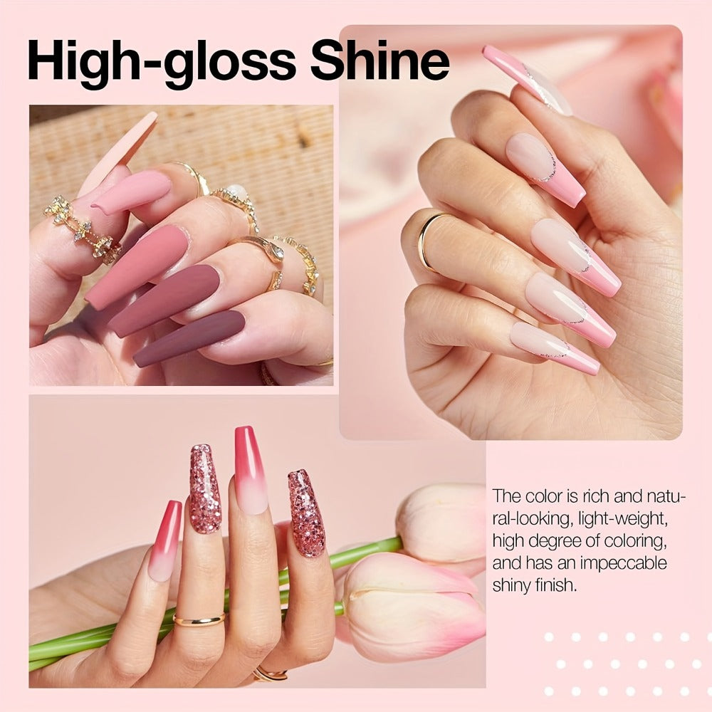 Dip Powder Nail Kit 20 Colors Glitter Set with Top Coat Primer Activator Pink Purple Brown French Manicure Starter Kit for Beginners Salon Quality Long Lasting