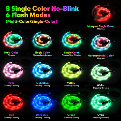 LED Dog Leash Light Up 4FT Rechargeable with 7 Lighting Modes, Glow in the Dark Reflective Double-Sided Lighted Dog Leash, Padded Handle for Night Walking Safety, Small to Large Dogs, White