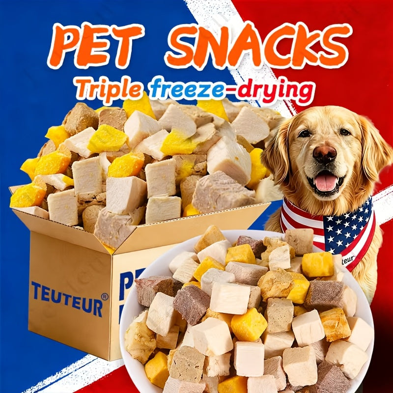 Freeze-Dried Dog Treats 150g Triple Combo - Beef Liver, Chicken & Egg Yolk Grain-Free High Protein Crunchy Bites for Small Dogs, Puppies, Poodles & Bichons, Training Rewards