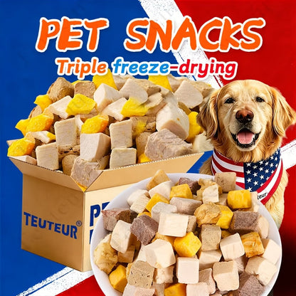 Freeze-Dried Dog Treats 150g Triple Combo - Beef Liver, Chicken & Egg Yolk Grain-Free High Protein Crunchy Bites for Small Dogs, Puppies, Poodles & Bichons, Training Rewards