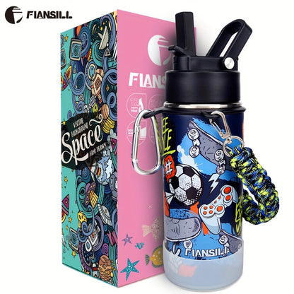 Insulated Water Bottle 16oz - Stainless Steel Vacuum Tumbler with Fun Printed Designs - Leak-Proof Kids & Teen Water Bottle, Perfect Gift for Students, Boys, Girls & Outdoor Activities
