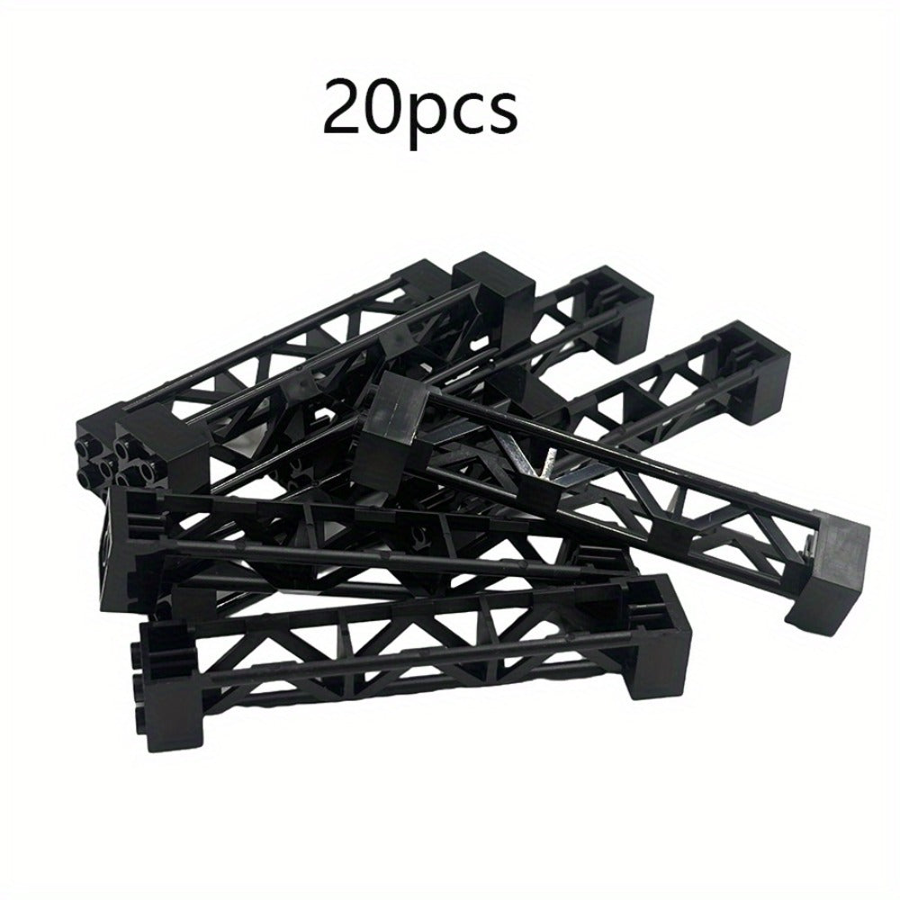 2x2x10 Pillar Support Bricks 20pcs Black – LEGO-Compatible Column Rod Blocks for MOC City Train Girder Military Architecture Builds, Parts 58827 95347, Bulk Brick Accessory for Kids & Adults