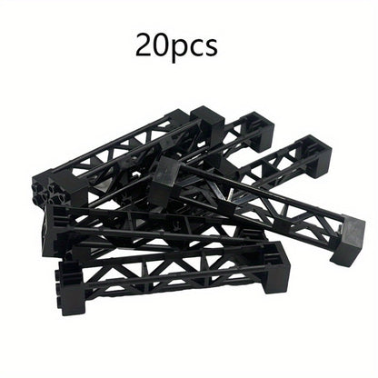 2x2x10 Pillar Support Bricks 20pcs Black – LEGO-Compatible Column Rod Blocks for MOC City Train Girder Military Architecture Builds, Parts 58827 95347, Bulk Brick Accessory for Kids & Adults