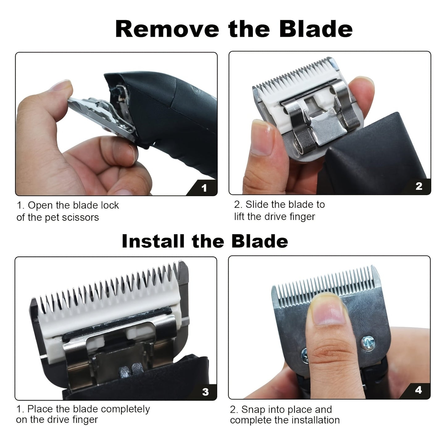 Dog Clipper Replacement Blades – Ceramic & Carbon Steel Detachable Blades in 5 Sizes (3F/4F/5F/7F/10#) | Compatible with Andis AG/AGC, Wahl KM2/KM5/KM10, Oster & More | Professional Pet Grooming Accessory