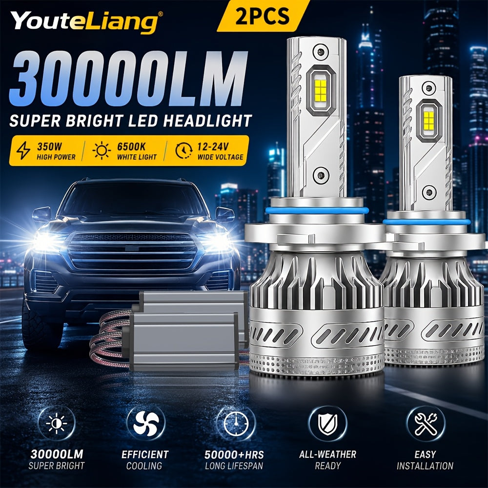 2pcs H1 LED Bulbs, H7 LED Bulbs, H4 LED Bulbs, H11 HB3 9005 Bulbs, HB4 9006 Bulbs, HIR2 Bulbs. Perfect for Car Enthusiasts As A Gift to Enhance Nighttime Driving Safety. Upgraded with 30, 000 Lumens, 350 Watts, Automatic Headlights, 12V, 6500K.