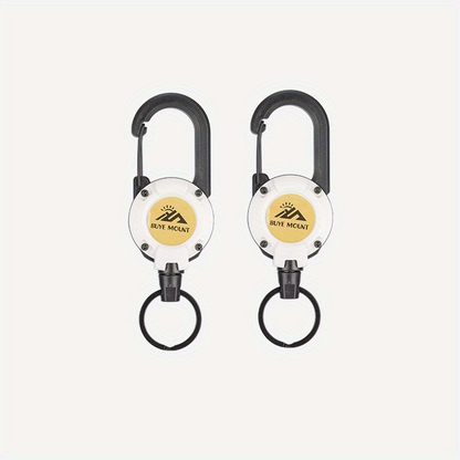 Tactical Retractable Keychain 2-Pack – Heavy Duty 23-Inch Steel Wire Rope with Lanyard, Multi-Tool Badge Holder & ID Clip for Camping, Hiking, Fishing & Everyday Carry (4 Colors)