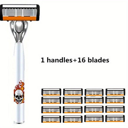 Men's Safety Razor with Replacement Blades - Anti-Slip Stainless Steel Handle Shaver for Beard & Sideburns, Classic Style Wet Shaving Razor, Multiple Blade Bundle Options