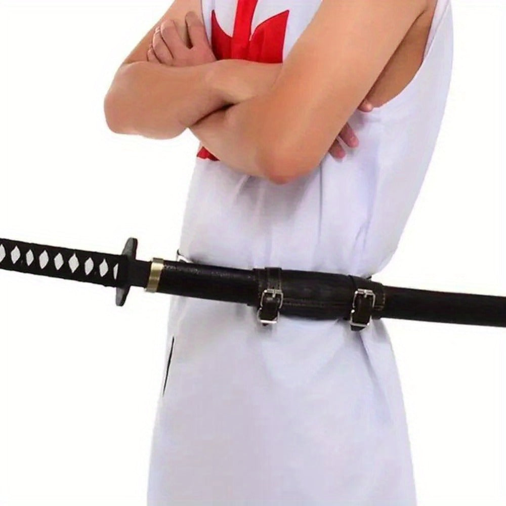 Samurai Sword Belt Holder – Japanese Katana Waist Holster for Anime Cosplay, Medieval Costume Prop, Real-Size Sabre Sleeve Carrier for Adults, Black & White