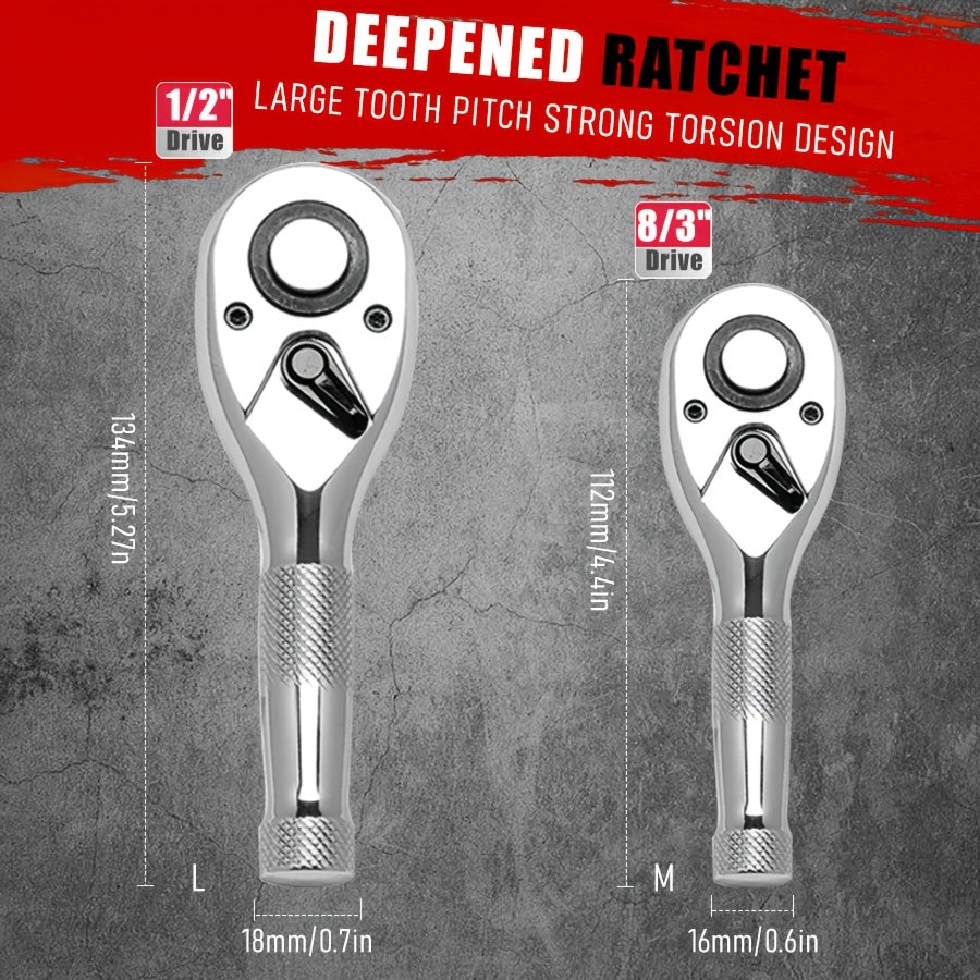 24/12/10/2pcs Ratchet Wrench Combination Set - Heavy Duty Black Plated Ratchet Wrench, Suitable for Automotive, Motorcycle And DIY Maintenance - Professional Mechanical Tool Set - Metric Wrench