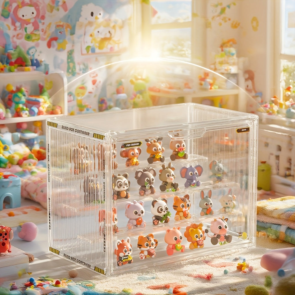 4-Tier Acrylic Figure Display Case with Magnetic Design – Clear Collector Showcase Box for Action Figures Dolls Funko Pop Anime Desktop Organizer