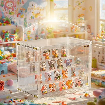 4-Tier Acrylic Figure Display Case with Magnetic Design – Clear Collector Showcase Box for Action Figures Dolls Funko Pop Anime Desktop Organizer