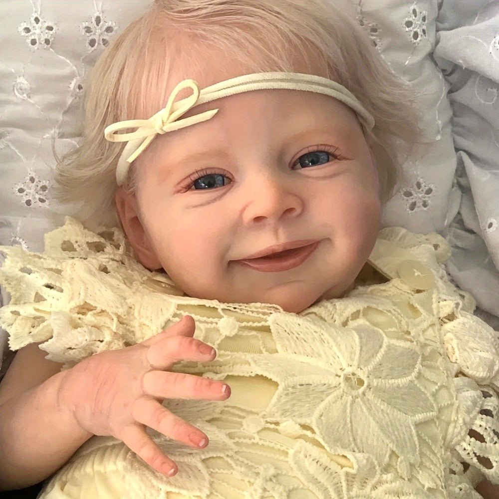Blonde Hair Reborn Baby Doll 19 Inch Soft Vinyl Body Hand-Rooted Hair Lifelike Newborn Boy Sebastian with Pacifier Bottle Birth Certificate – Realistic Baby Doll Gift for Kids Ages 3-6 Birthday Christmas