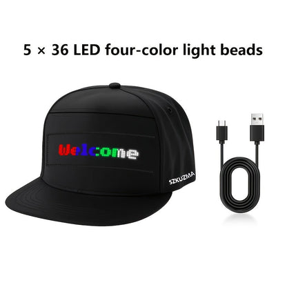 Programmable LED Hat with APP Control – Custom Text, Animation & Graffiti Display, USB Rechargeable, Adjustable Fit for Men & Women, Glowing Light-Up Cap for Party, Festival, Wedding & Carnival
