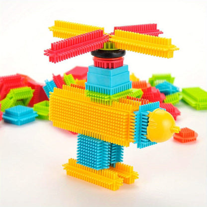 Hedgehog Bristle Blocks for Toddlers 150PCS – Soft Interlocking Brush Building Set, Sensory STEM Learning Toy for Kids Ages 2 3 4 5, Creative Open-Ended Educational Gift for Boys & Girls, Birthday Christmas Holiday