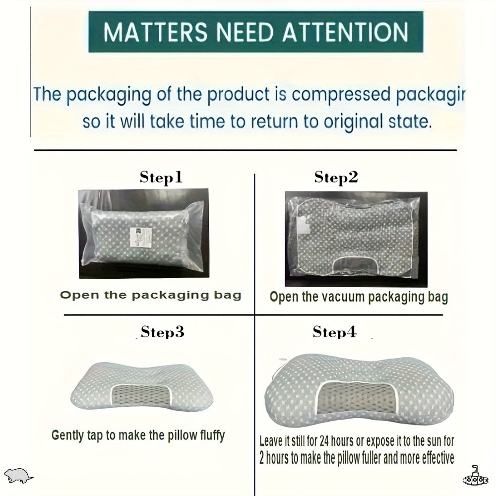 Cervical Contour Neck Massage Pillow – Ergonomic Bone-Shape Support with Detachable Moisture-Absorbing Cover | Soft High-Quality Pillow Core for Deep Sleep & Neck Pain Relief