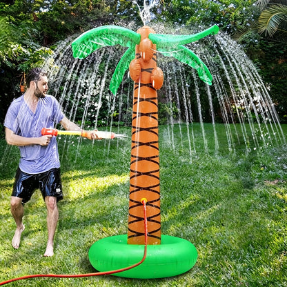 Inflatable Palm Tree Sprinkler 61 Inch for Kids – Backyard Lawn Water Spray Toy, Outdoor Splash Sprinkler for Pool Party Hawaiian Luau Beach Summer Fun Boys Girls Ages 3+
