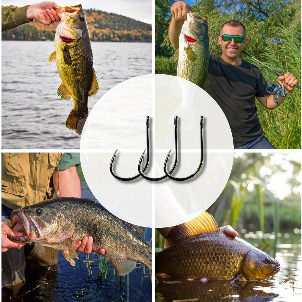 1000pcs Fishing Hooks Assorted Sizes #3-#12 Sharp Carbon Steel Fish Hooks Set with Portable Tackle Box for Sea Freshwater Bass Trout Carp Fishing Gear Kit Men Gift