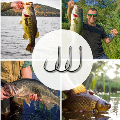 1000pcs Fishing Hooks Assorted Sizes #3-#12 Sharp Carbon Steel Fish Hooks Set with Portable Tackle Box for Sea Freshwater Bass Trout Carp Fishing Gear Kit Men Gift