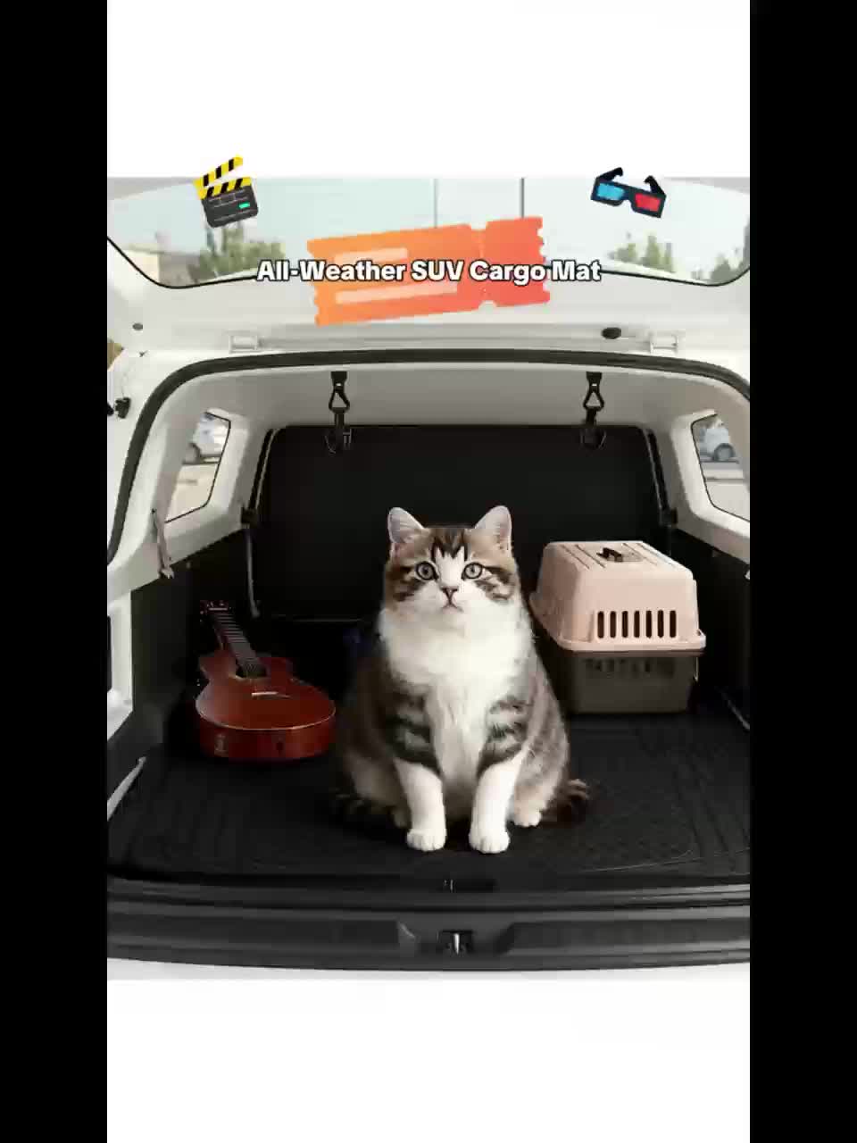 Thick Anti Slip All-weather Cargo Mat for the Trunk, with a  Design-Suitable for Small Cars/ SUVs/ Vans, Pickup Trucks, Etc.Waterproof, Wear-resistant, Easy to Clean Rubber Carrier Protective Pad