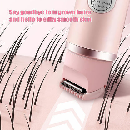 Electric Hair Trimmer for Women Dual Head IPX7 Waterproof USB Rechargeable Painless Bikini Trimmer Face Body Shaver Arms Legs Underarm Bikini Line Sensitive Skin Pink Special Edition Gift Set
