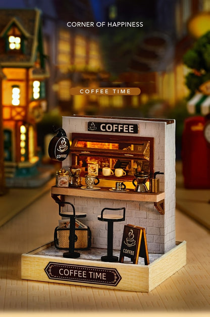 DIY Miniature Shop Dollhouse Kit with Dust Cover – Wooden Mini Store Assembly Set, 4 Themes Sakura Noodles Candy Atelier Coffee, Creative Home Decor Display Gift for Adults & Teens Birthday Christmas