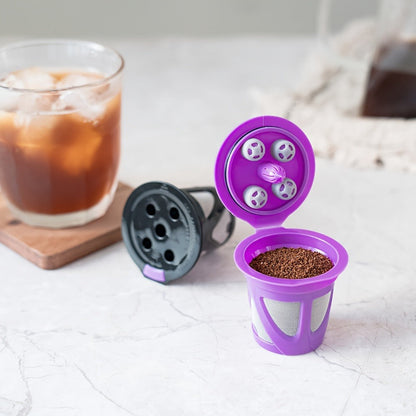 Reusable K-Cup Coffee Pods Set of 6 – Refillable Coffee Filters Compatible with Keurig K-Supreme & K-Supreme Plus, Use Your Own Ground Coffee, Eco-Friendly & BPA-Free – Black, Purple, Mixed
