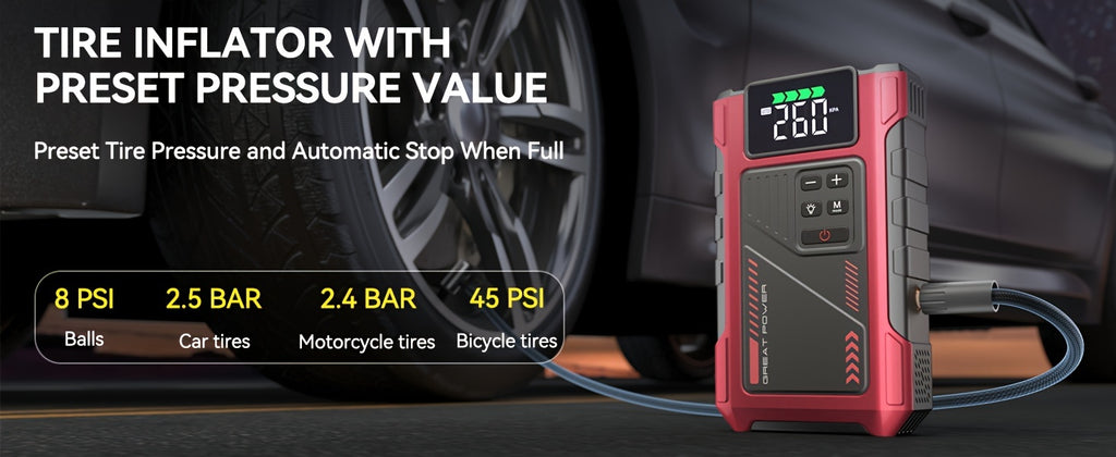 4000A Portable Car Jump Starter with Air Compressor, Suitable for 12V(2.11gal Gas, 1.72gal Diesel) Jump Starter Battery PackWith150 PSl Tire Inflator, 12V Car Battery Jump Power with LED Light, Car Accessories Tools, Car Emergency Kits, Jump Starters