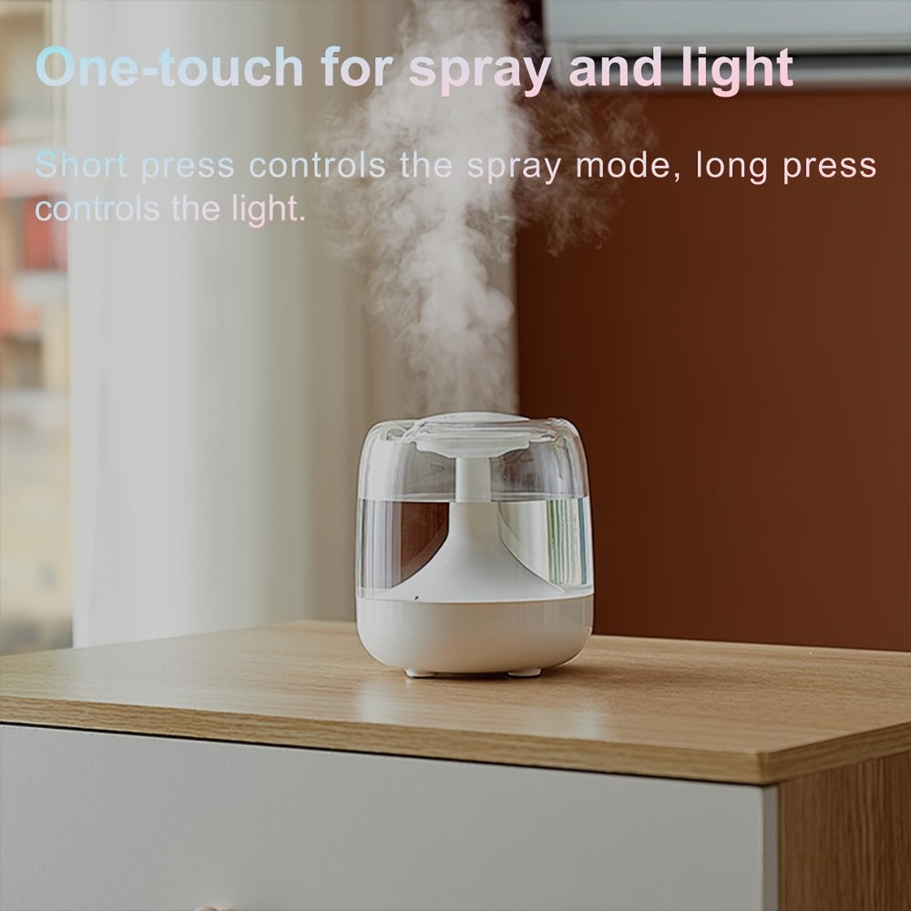 Cool Mist Humidifier with 7-Color Night Light & Transparent Tank | USB Quiet Humidifier 24H Runtime, 2-Speed Mist, Top-Fill Design for Bedroom, Office & Small Spaces | White & Green