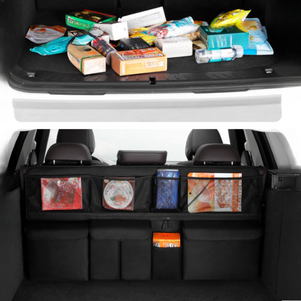 Car Trunk Organizer Bag - High Capacity Oxford Cloth Rear Seat Storage with Adjustable Dividers & Storage Pockets, Universal Fit for Cars, SUVs & Trucks