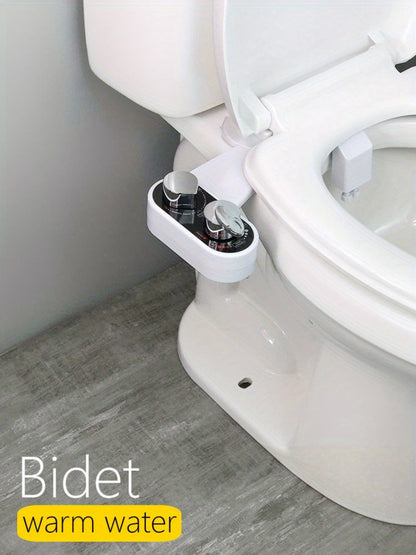 Bidet Attachment Hot and Cold Water – Dual Nozzle Non-Electric Toilet Seat Bidet, Rear & Feminine Wash, Self-Cleaning Retractable Nozzle, Adjustable Warm Water Pressure, Easy Install